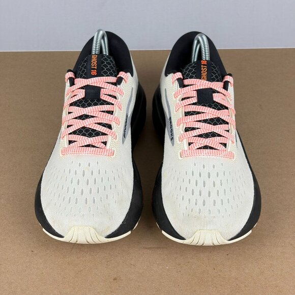 Brooks Ghost 16 Athletic Running Shoes Womens 6.5 White Pink Black Low Top - Picture 2 of 10